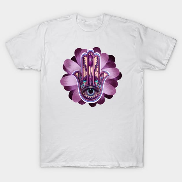 Violet Evil Eye Hamsa T-Shirt by Mazzlo Shop